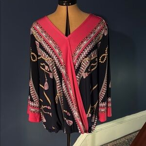 Elegant Pink and Navy Women's Top